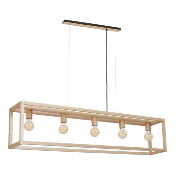 Chandelier on a string LEGNO 5xE27/60W/230V