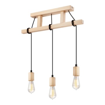 Chandelier on a string LEON 3xE27/60W/230V beech - FSC certified