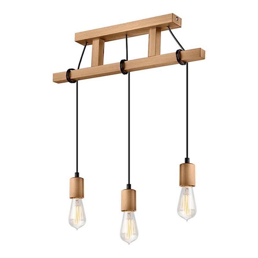 Chandelier on a string LEON 3xE27/60W/230V beech - FSC certified