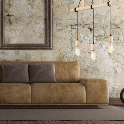 Chandelier on a string LEON 3xE27/60W/230V beech - FSC certified