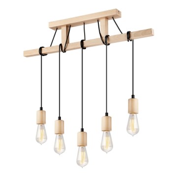Chandelier on a string LEON 5xE27/60W/230V beech - FSC certified