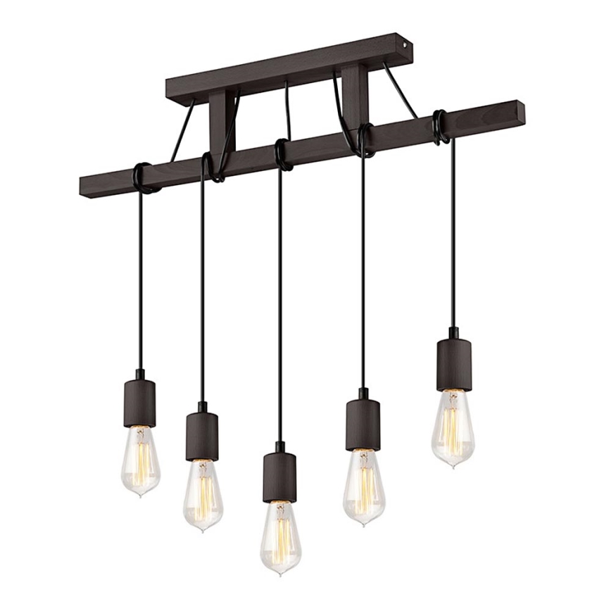 Chandelier on a string LEON 5xE27/60W/230V beech