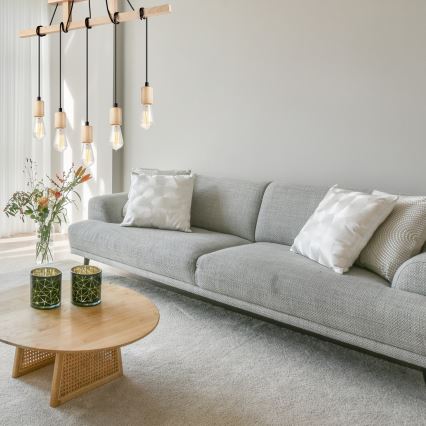 Chandelier on a string LEON 5xE27/60W/230V beech - FSC certified