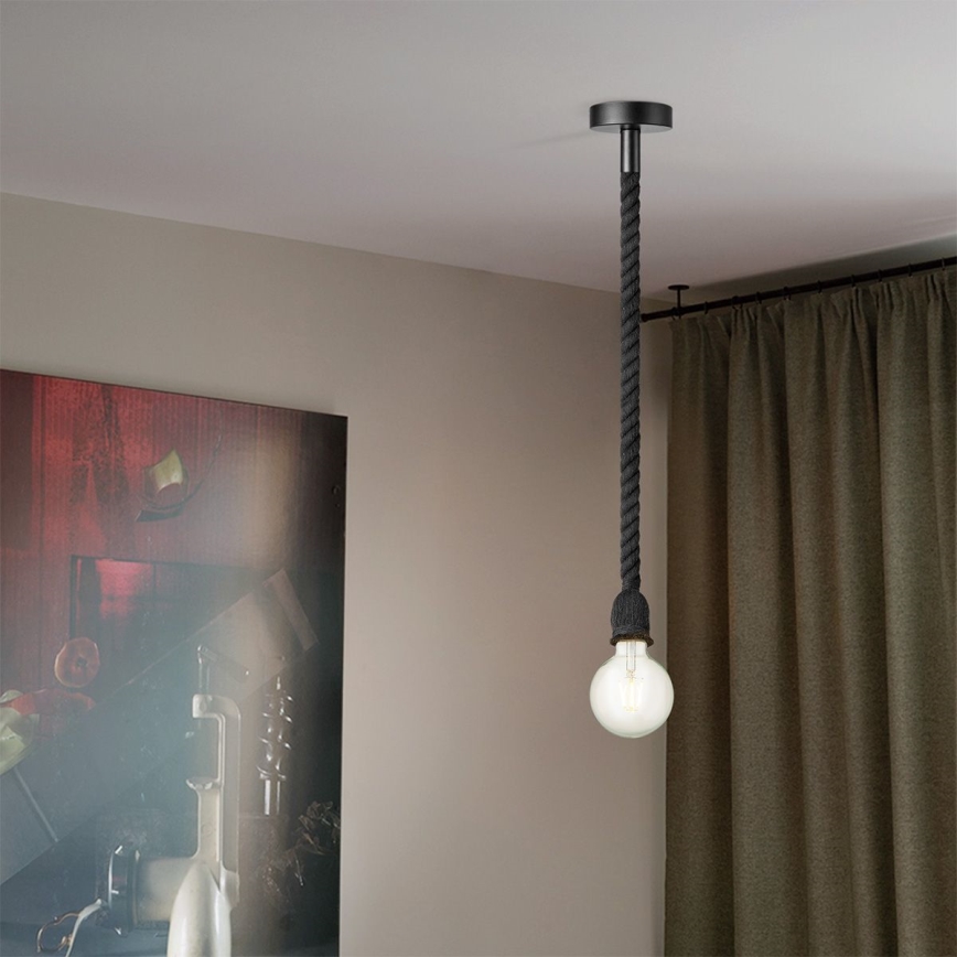 Chandelier on a string LEONARDO ROPE 1xE27/10W/230V black