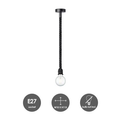 Chandelier on a string LEONARDO ROPE 1xE27/10W/230V black