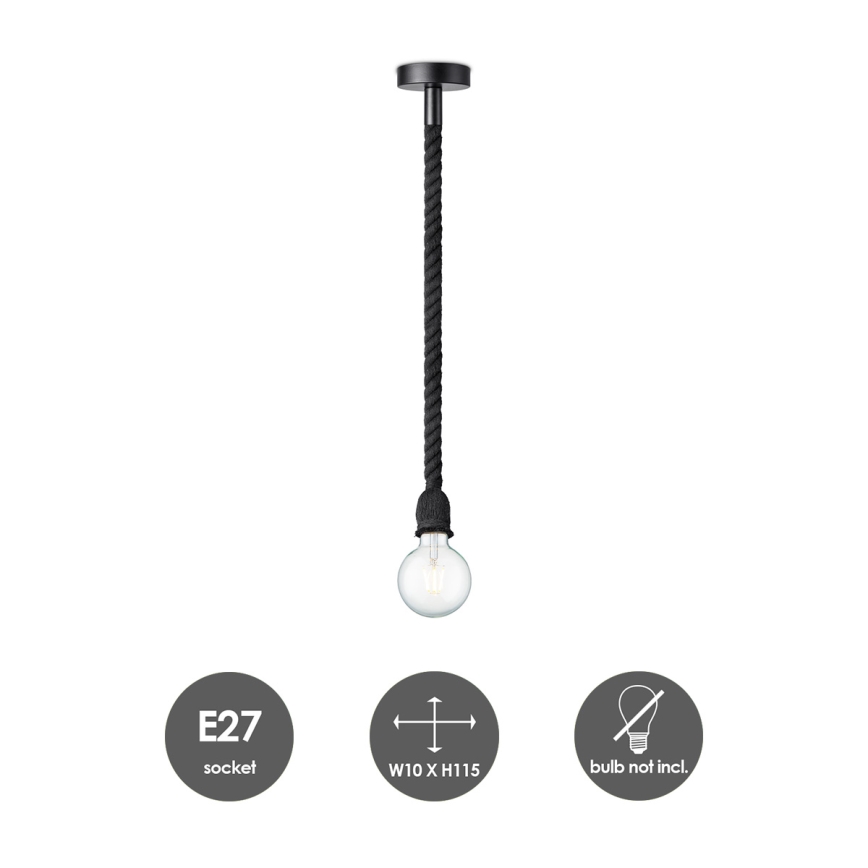 Chandelier on a string LEONARDO ROPE 1xE27/10W/230V black