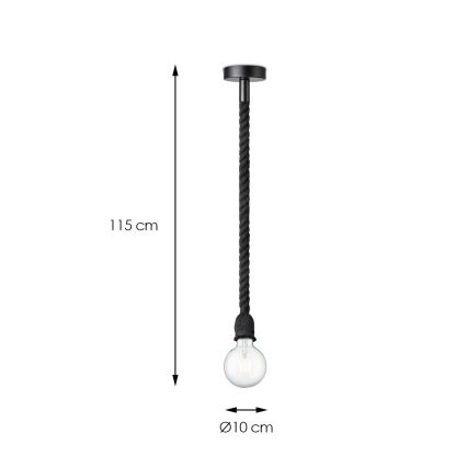 Chandelier on a string LEONARDO ROPE 1xE27/10W/230V black