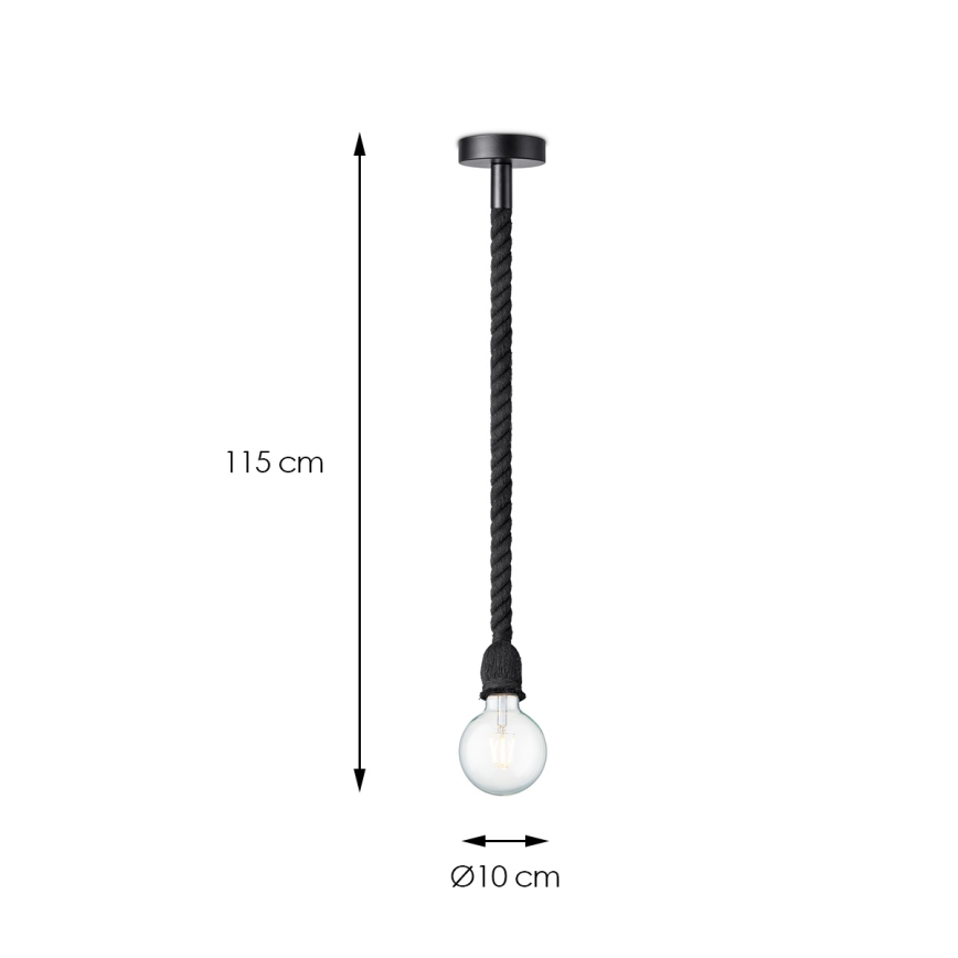 Chandelier on a string LEONARDO ROPE 1xE27/10W/230V black