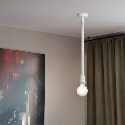 Chandelier on a string LEONARDO ROPE 1xE27/10W/230V white