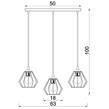 Chandelier on a string LETI 3xE27/15W/230W black