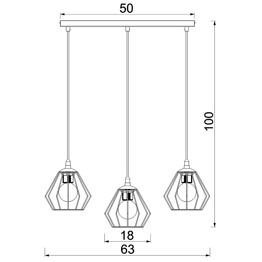 Chandelier on a string LETI 3xE27/15W/230W black
