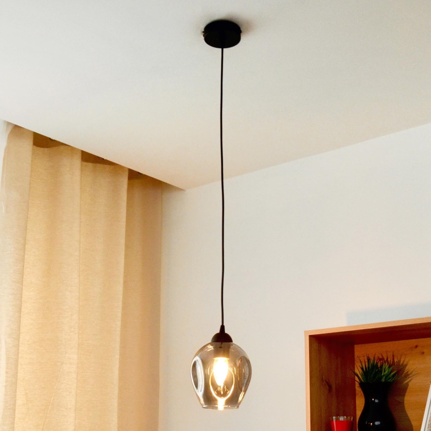 Chandelier on a string LILI 1xE27/15W/230V black/grey