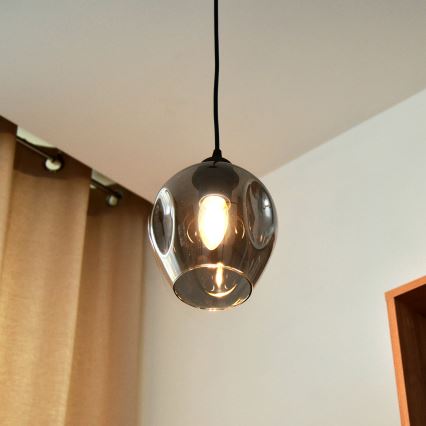 Chandelier on a string LILI 1xE27/15W/230V black/grey