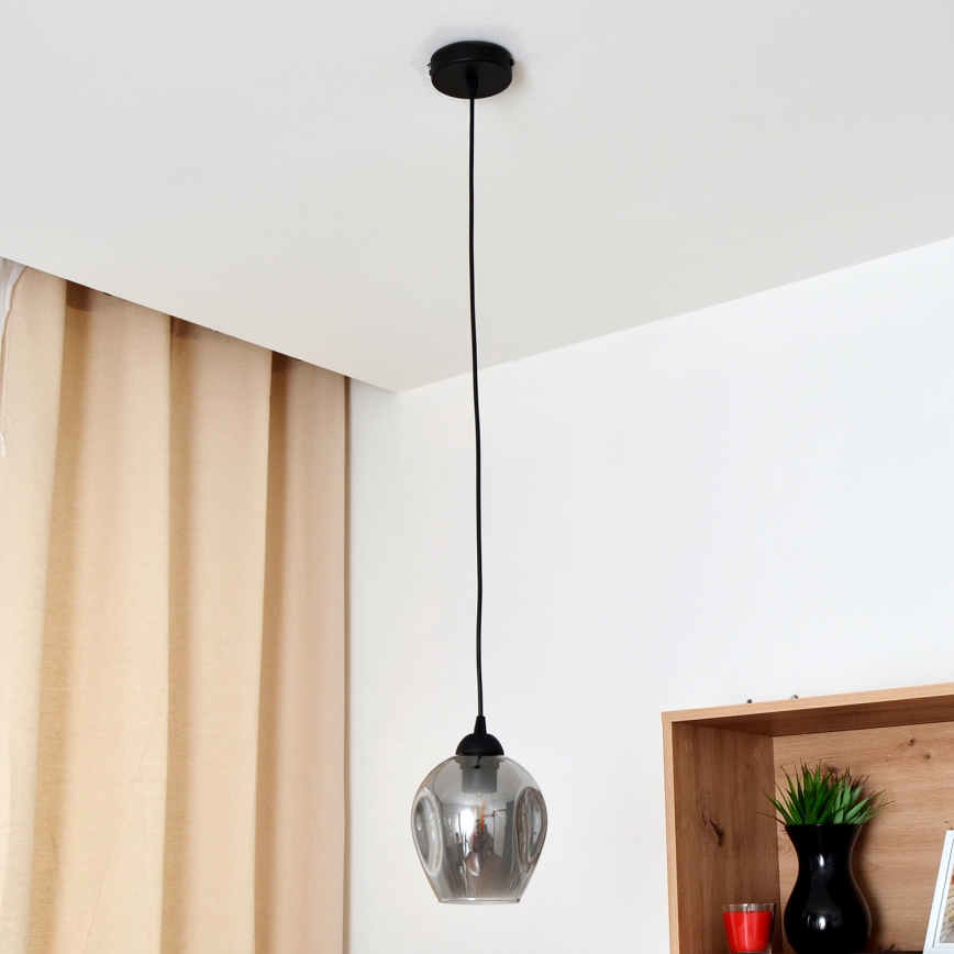 Chandelier on a string LILI 1xE27/15W/230V black/grey
