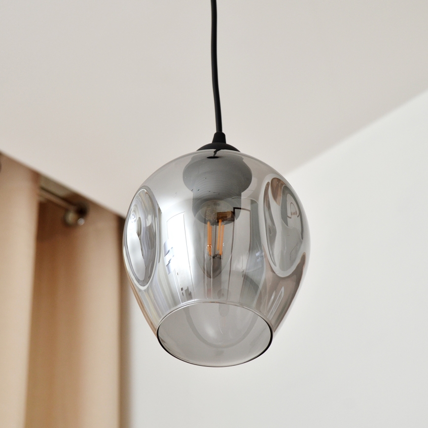 Chandelier on a string LILI 1xE27/15W/230V black/grey