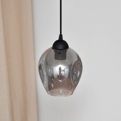 Chandelier on a string LILI 1xE27/15W/230V black/grey