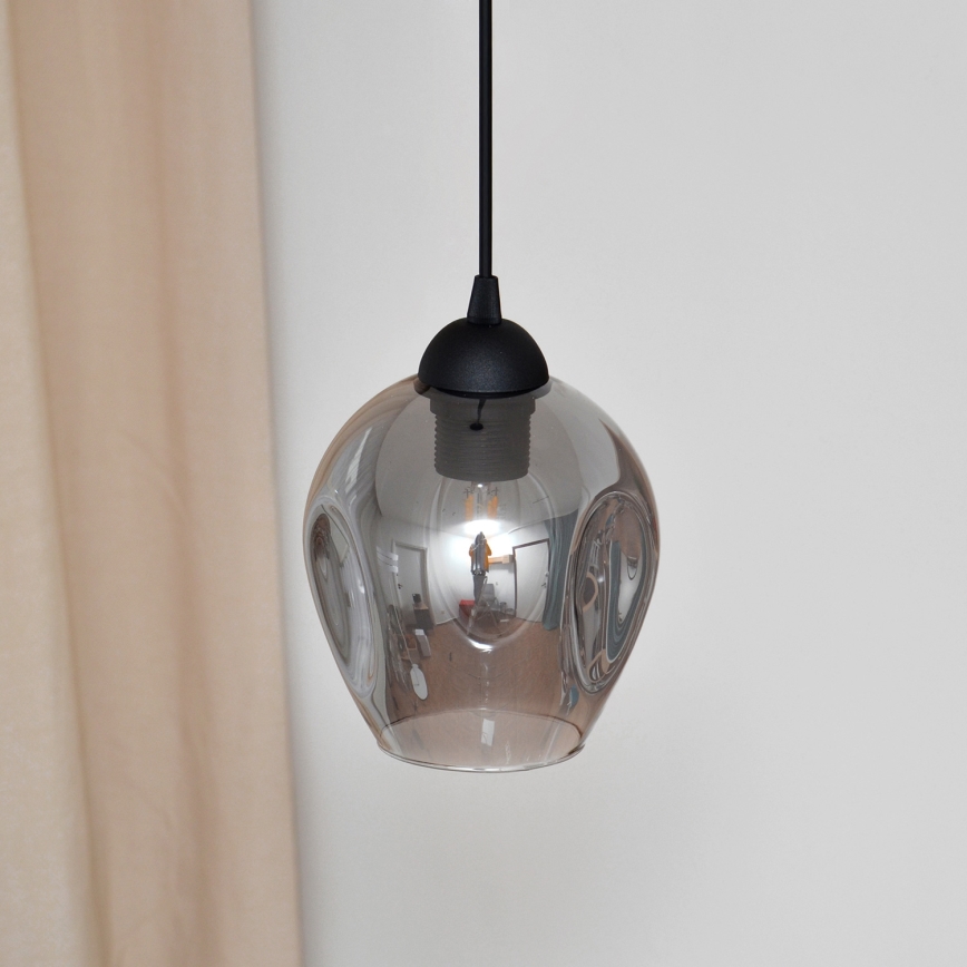 Chandelier on a string LILI 1xE27/15W/230V black/grey