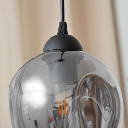 Chandelier on a string LILI 1xE27/15W/230V black/grey