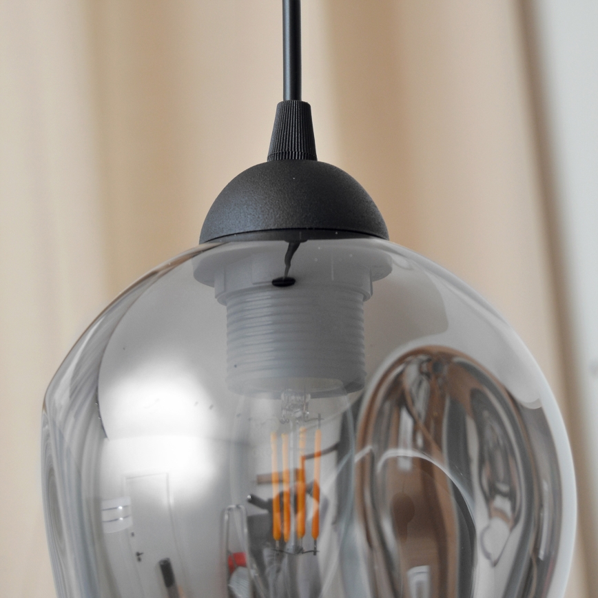 Chandelier on a string LILI 1xE27/15W/230V black/grey