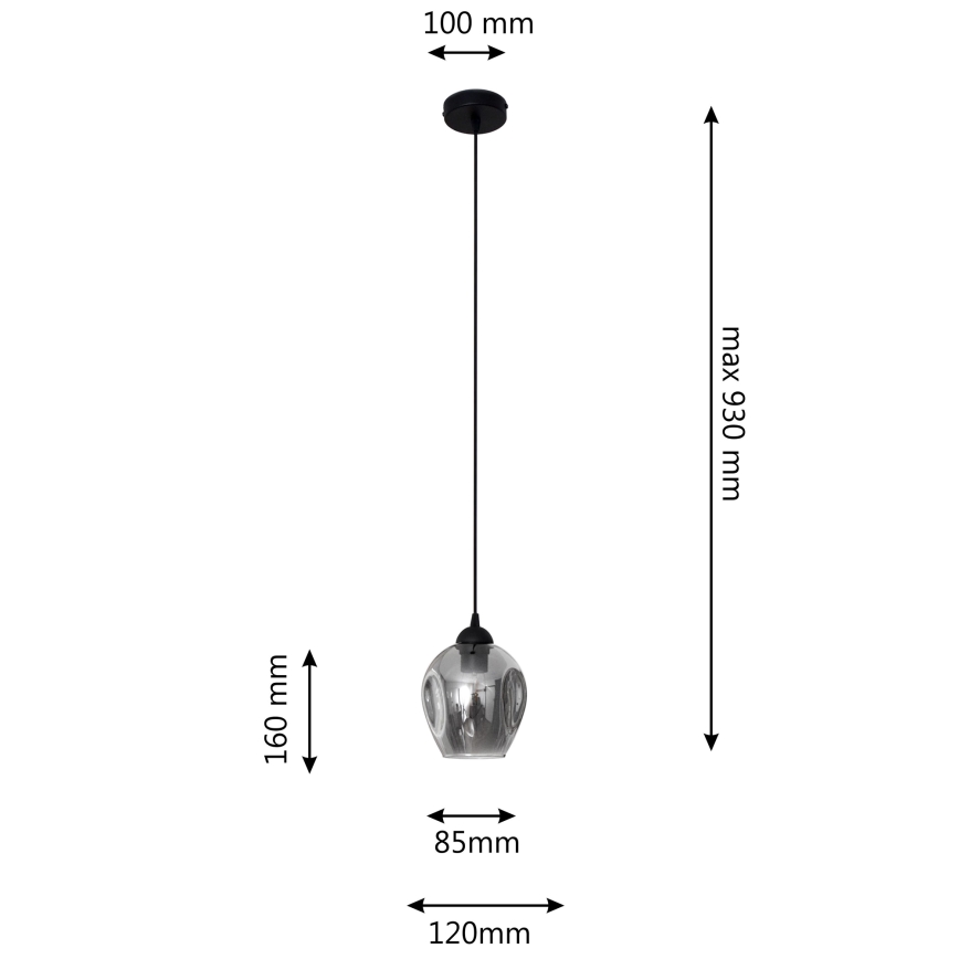 Chandelier on a string LILI 1xE27/15W/230V black/grey