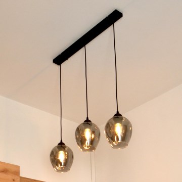 Chandelier on a string LILI 3xE27/15W/230V black/grey
