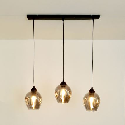 Chandelier on a string LILI 3xE27/15W/230V black/grey