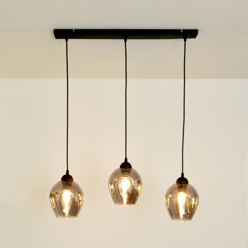 Chandelier on a string LILI 3xE27/15W/230V black/grey