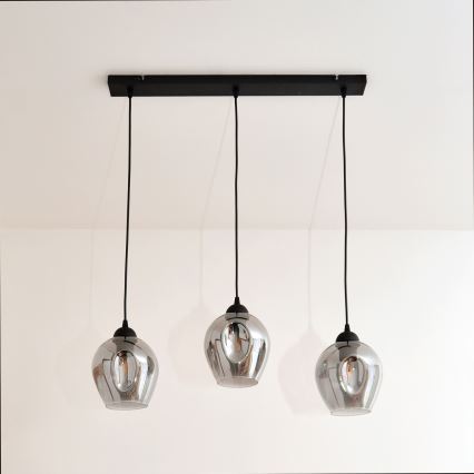 Chandelier on a string LILI 3xE27/15W/230V black/grey