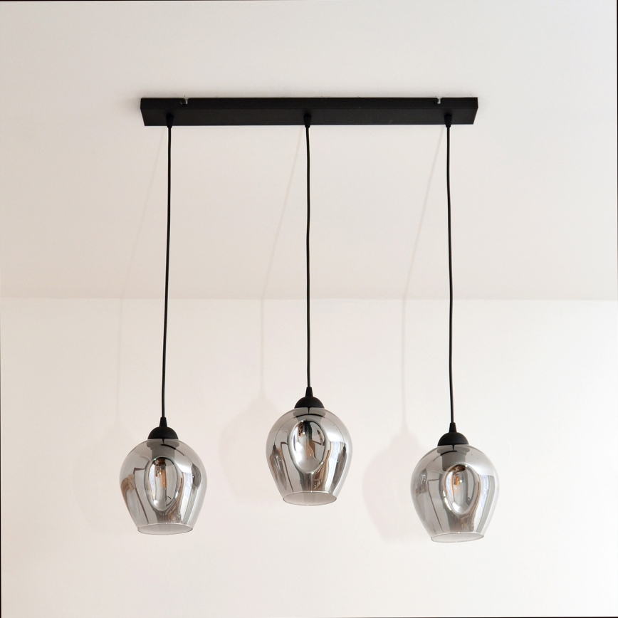 Chandelier on a string LILI 3xE27/15W/230V black/grey