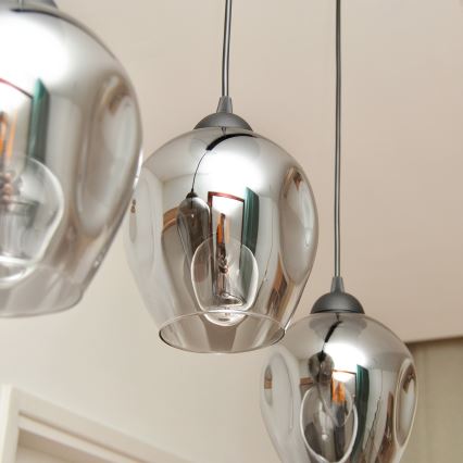 Chandelier on a string LILI 3xE27/15W/230V black/grey