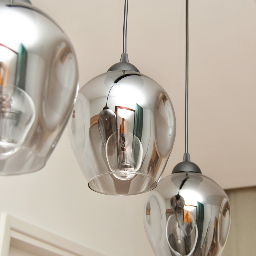Chandelier on a string LILI 3xE27/15W/230V black/grey
