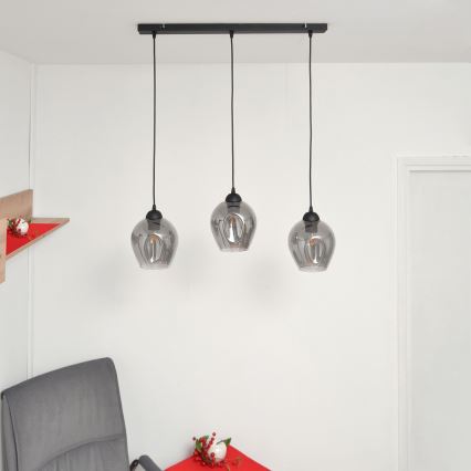 Chandelier on a string LILI 3xE27/15W/230V black/grey