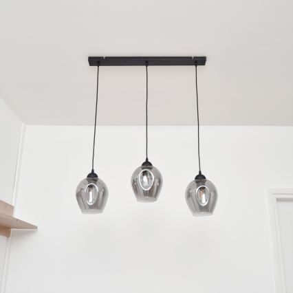 Chandelier on a string LILI 3xE27/15W/230V black/grey