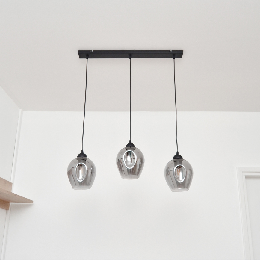 Chandelier on a string LILI 3xE27/15W/230V black/grey