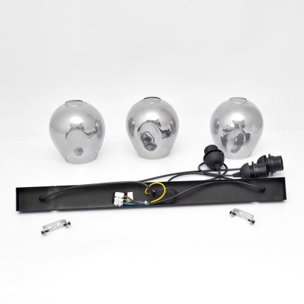 Chandelier on a string LILI 3xE27/15W/230V black/grey