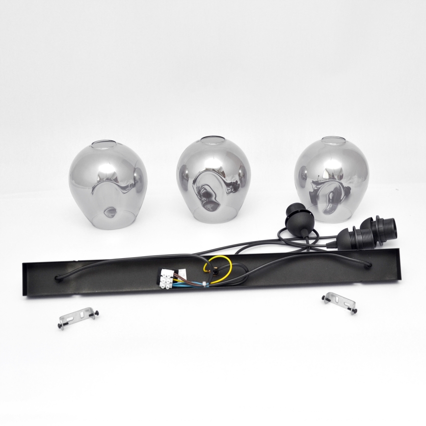 Chandelier on a string LILI 3xE27/15W/230V black/grey