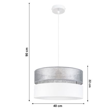 Chandelier on a string LIMA 1xE27/60W/230V silver/white