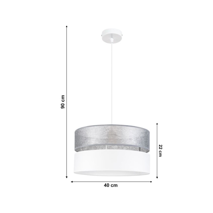 Chandelier on a string LIMA 1xE27/60W/230V silver/white