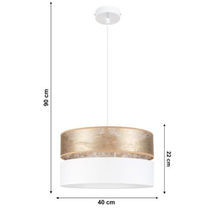 Chandelier on a string LIMA 1xE27/60W/230V white/gold