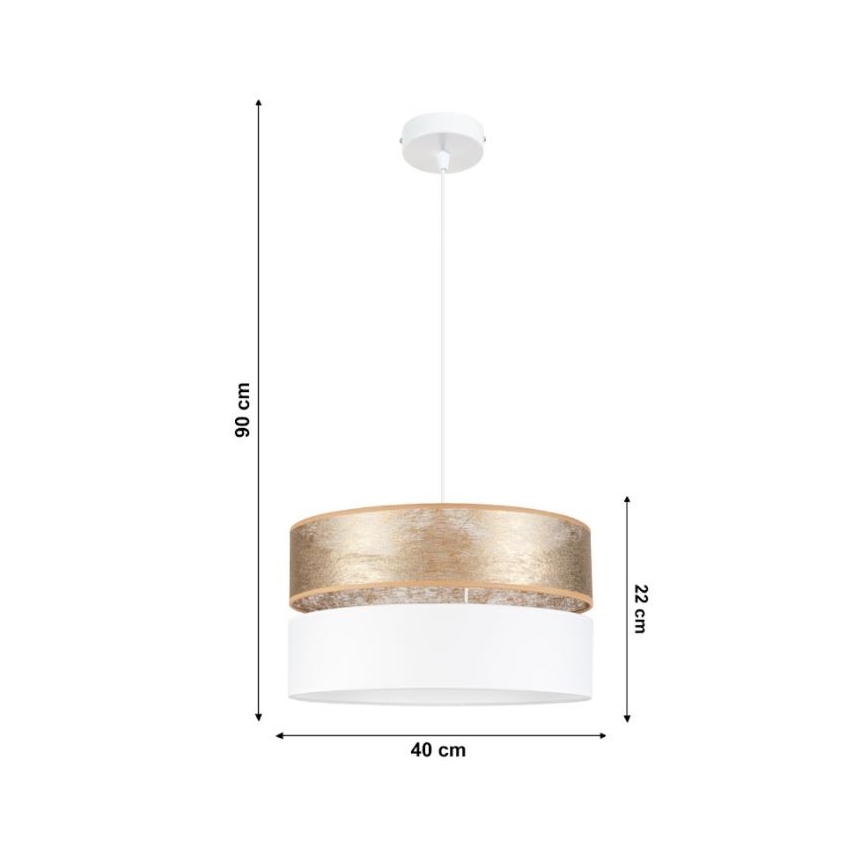Chandelier on a string LIMA 1xE27/60W/230V white/gold