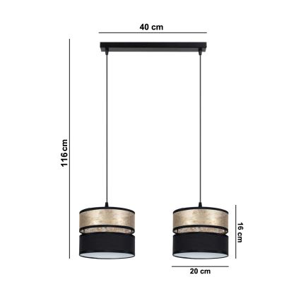 Chandelier on a string LIMA 2xE27/60W/230V golden/black