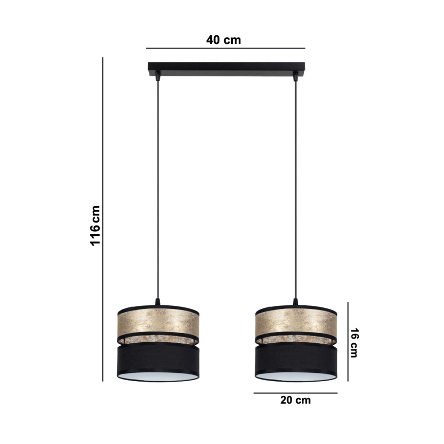 Chandelier on a string LIMA 2xE27/60W/230V golden/black