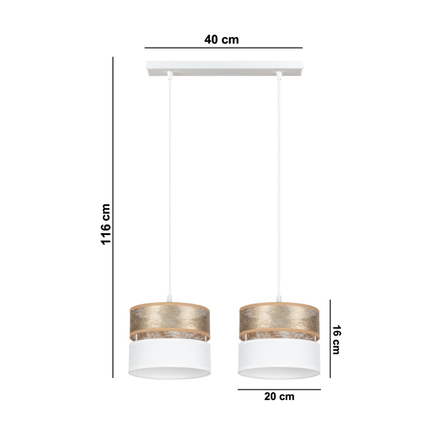 Chandelier on a string LIMA 2xE27/60W/230V golden/white