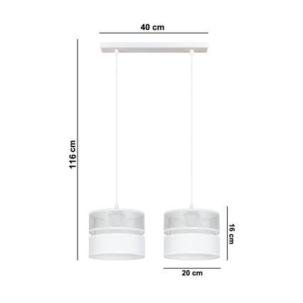 Chandelier on a string LIMA 2xE27/60W/230V silver/white