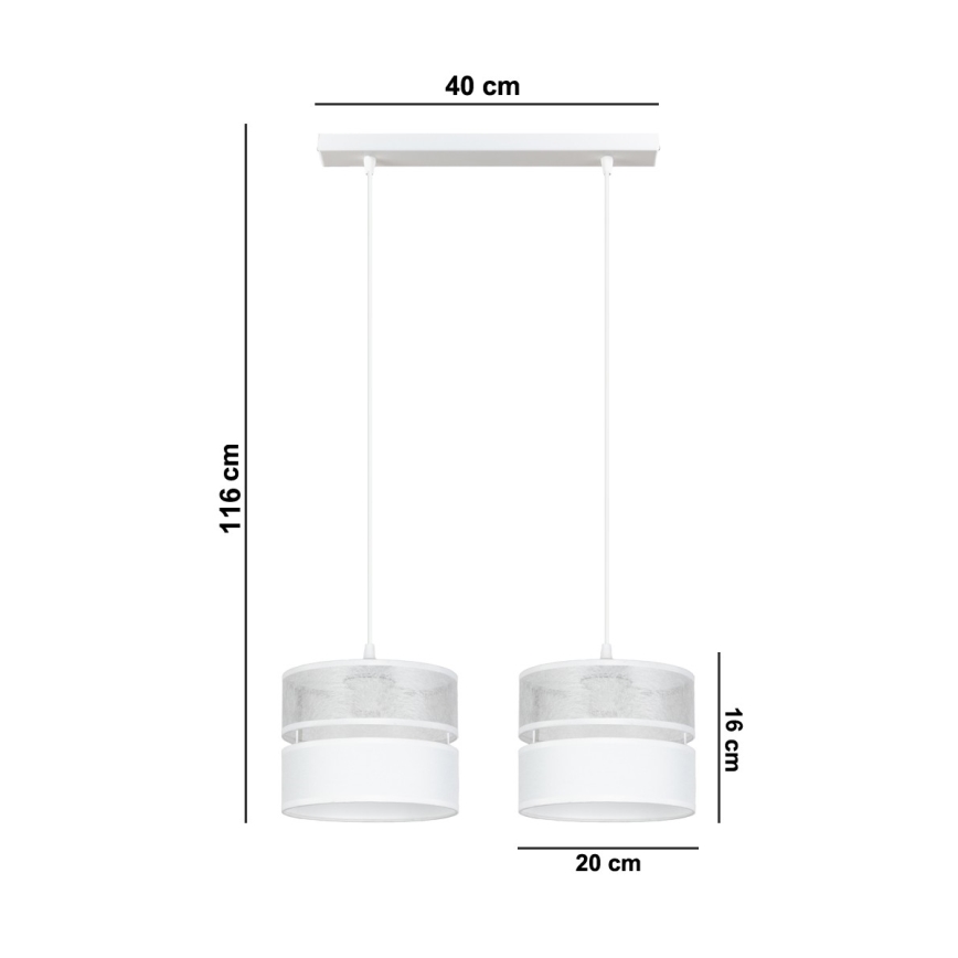 Chandelier on a string LIMA 2xE27/60W/230V silver/white