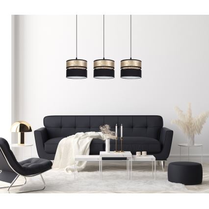 Chandelier on a string LIMA 3xE27/60W/230V gold/black