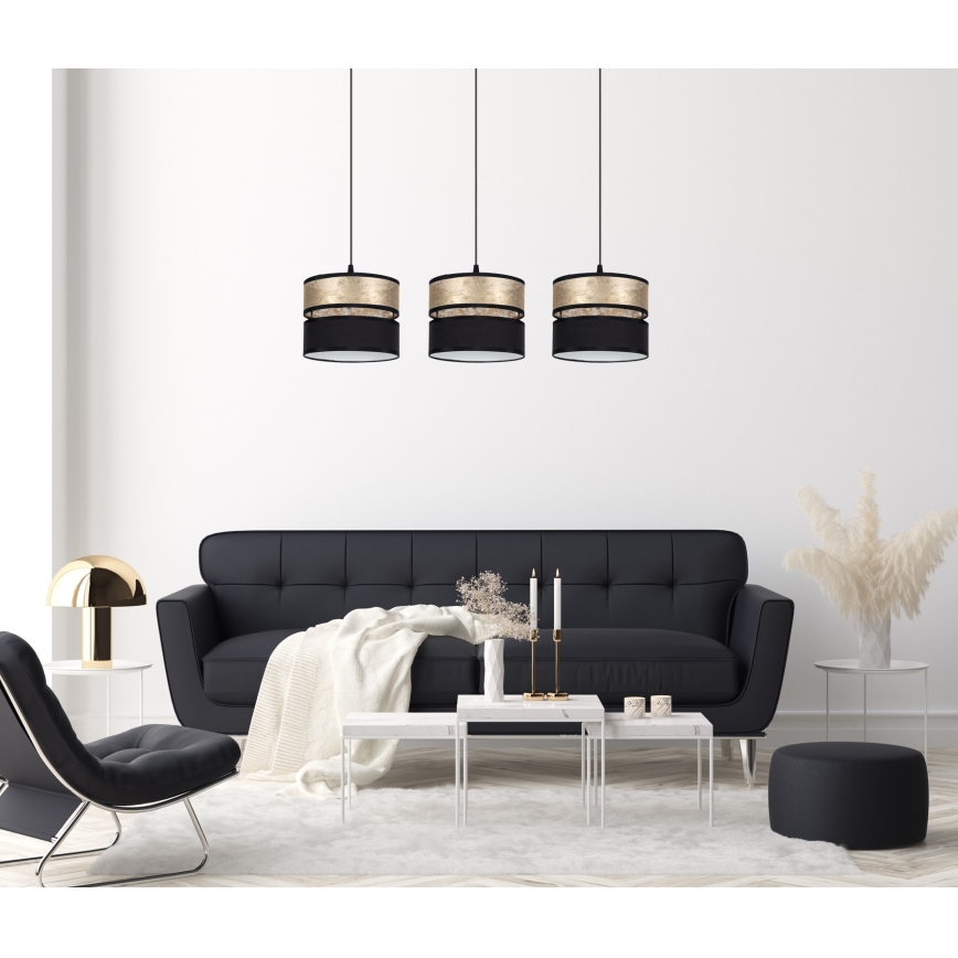 Chandelier on a string LIMA 3xE27/60W/230V gold/black