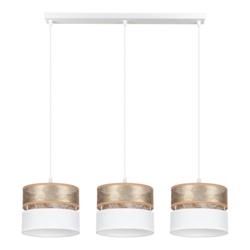 Chandelier on a string LIMA 3xE27/60W/230V golden/white