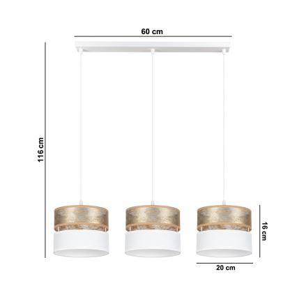 Chandelier on a string LIMA 3xE27/60W/230V golden/white