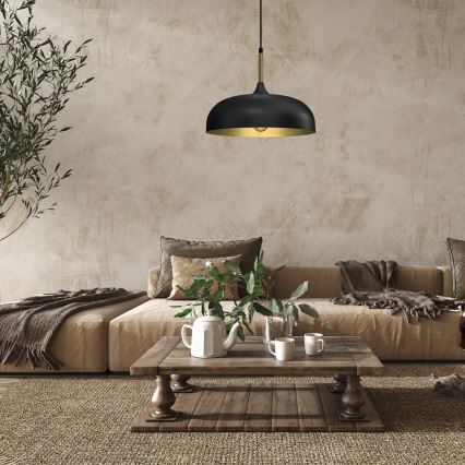Chandelier on a string LINCOLN 1xE27/60W/230V d. 35 cm black